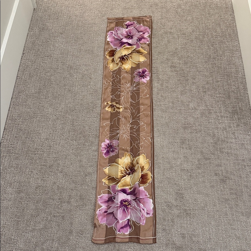 New, no tags: Jones New York bronze-brown floral silk scarf